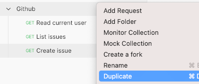 Github collection duplicate menu
