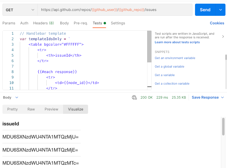 Visualize result in Postman